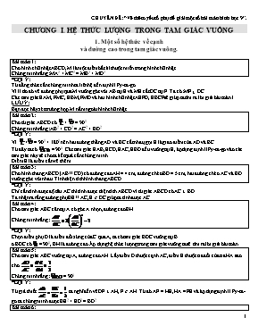 Chuyên đề Vẽ thêm yếu tố phụ để giải một số bài Toán hình học 9